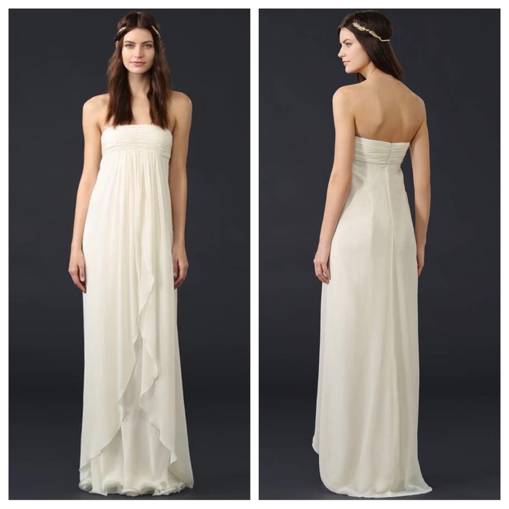 Rachel Zoe Elle Strapless Empire Ivory Silk Chiffon Bridal Wedding Gown Size 4